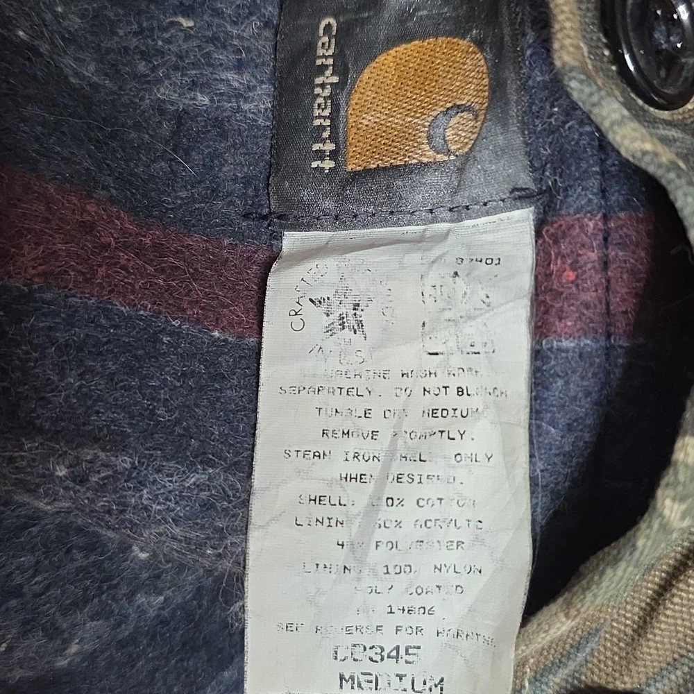 VTG Carhartt Mens Hunting Jacket Medium Camo Mossy Oak Blanket Lined Coat - Picture 8 of 8